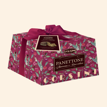 Panettone Morello Cherries and Corsini Chocolate, gift wrapping 1 kg